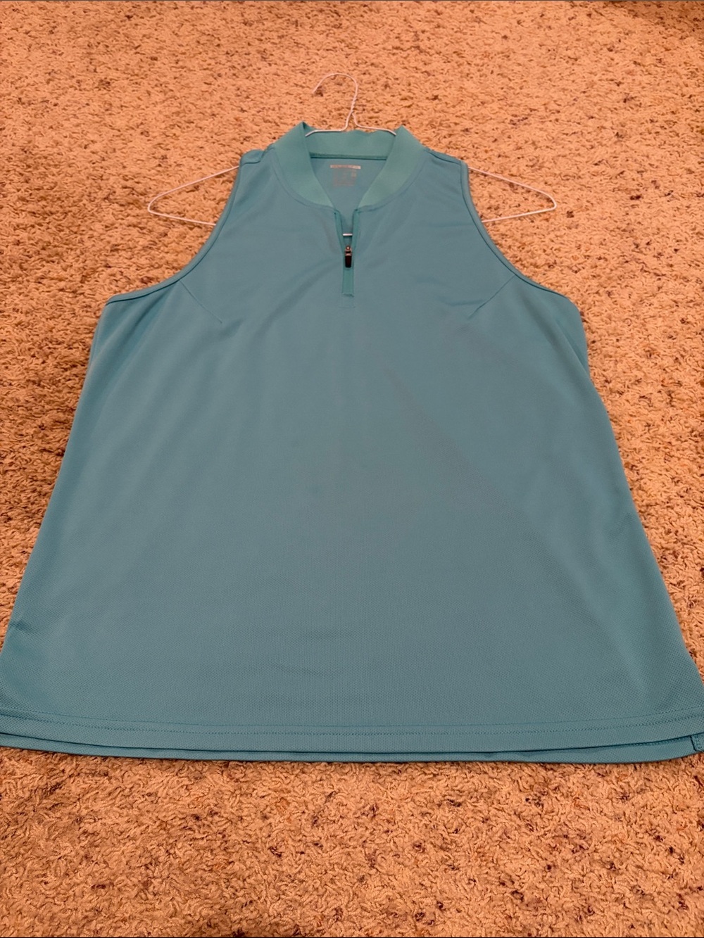 Sleeveless Teal Zip-Front Athletic Tank